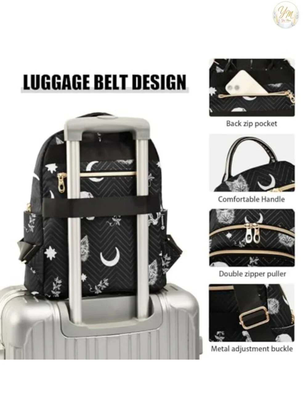 Women Fashion Backpack Purse Gothic Rucksack Water Resistant
